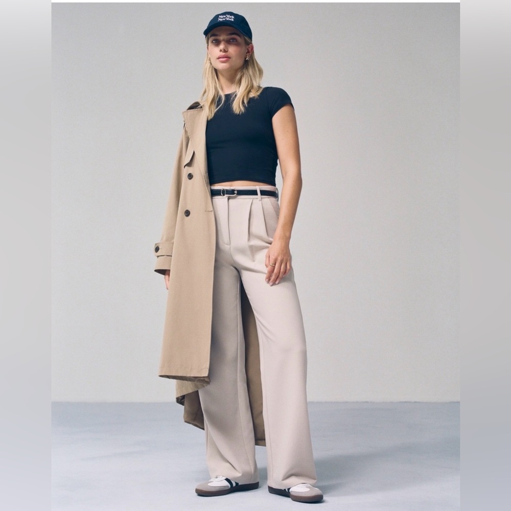 Abercrombie & Fitch Sloane Cream High-Rise Trousers